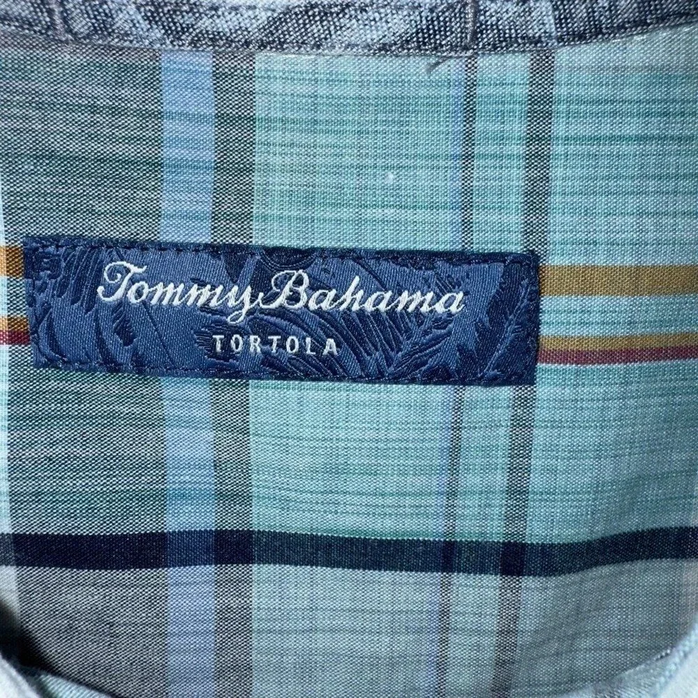 Tommy Bahama Tortola Sunwash Check Plaid Shirt 3XLB Big & Tall Azul Mar Cotton - Picture 5 of 12